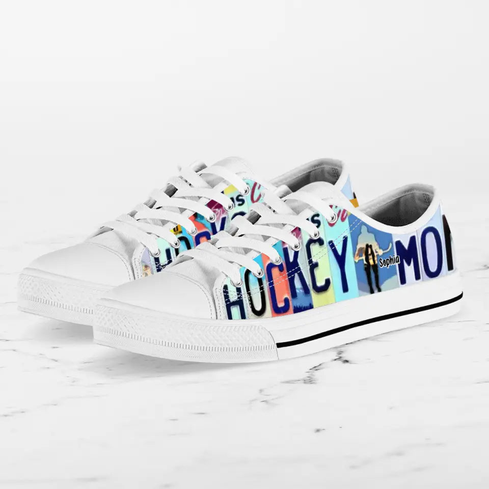 Custom Hockey Mom Canvas Sneakers - Gift Idea for Hockey