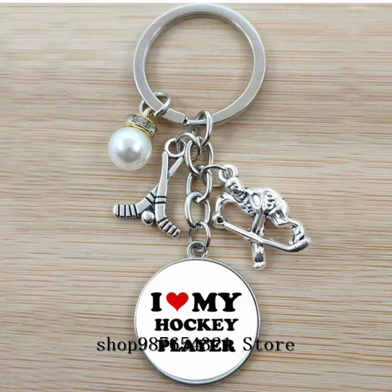 Fashion Ice Hockey Keychain Cross Hockey Stick Key Chain Elegant Leisure Sports Hockey Fans Gift