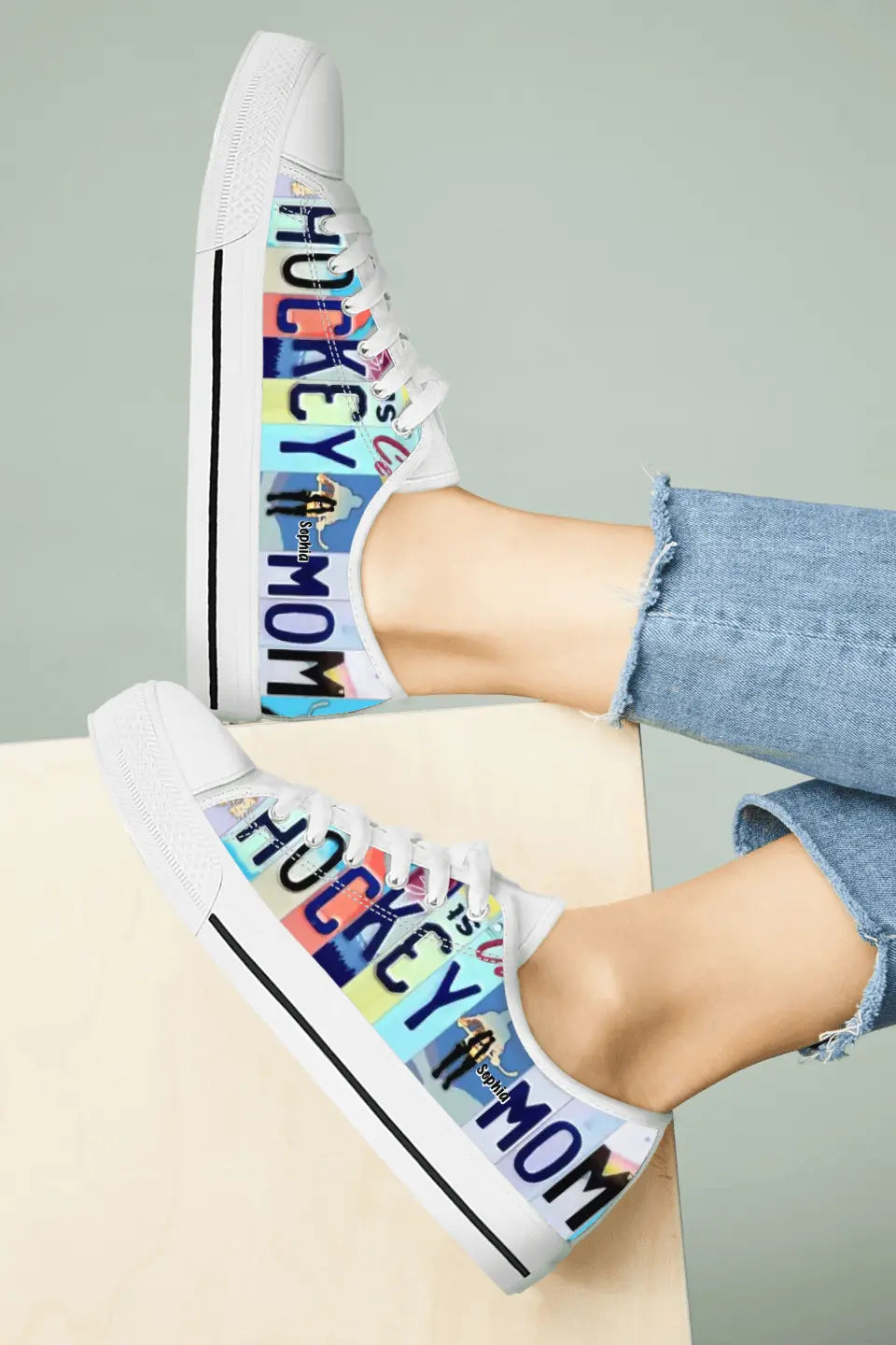 Custom Hockey Mom Canvas Sneakers - Gift Idea for Hockey