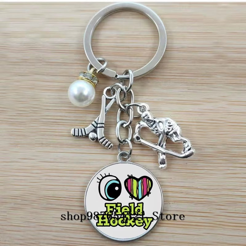 Fashion Ice Hockey Keychain Cross Hockey Stick Key Chain Elegant Leisure Sports Hockey Fans Gift