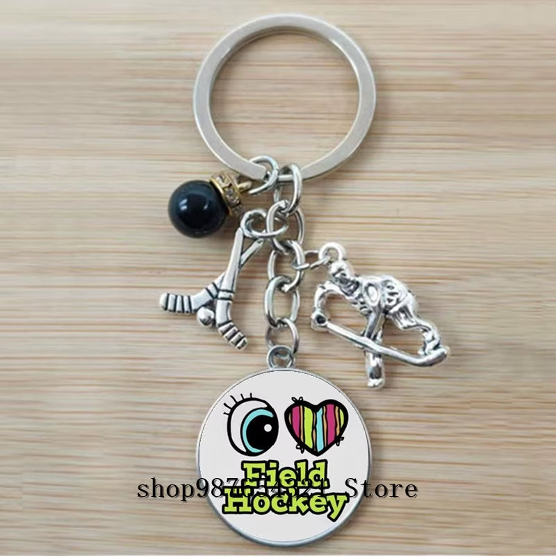 Fashion Ice Hockey Keychain Cross Hockey Stick Key Chain Elegant Leisure Sports Hockey Fans Gift