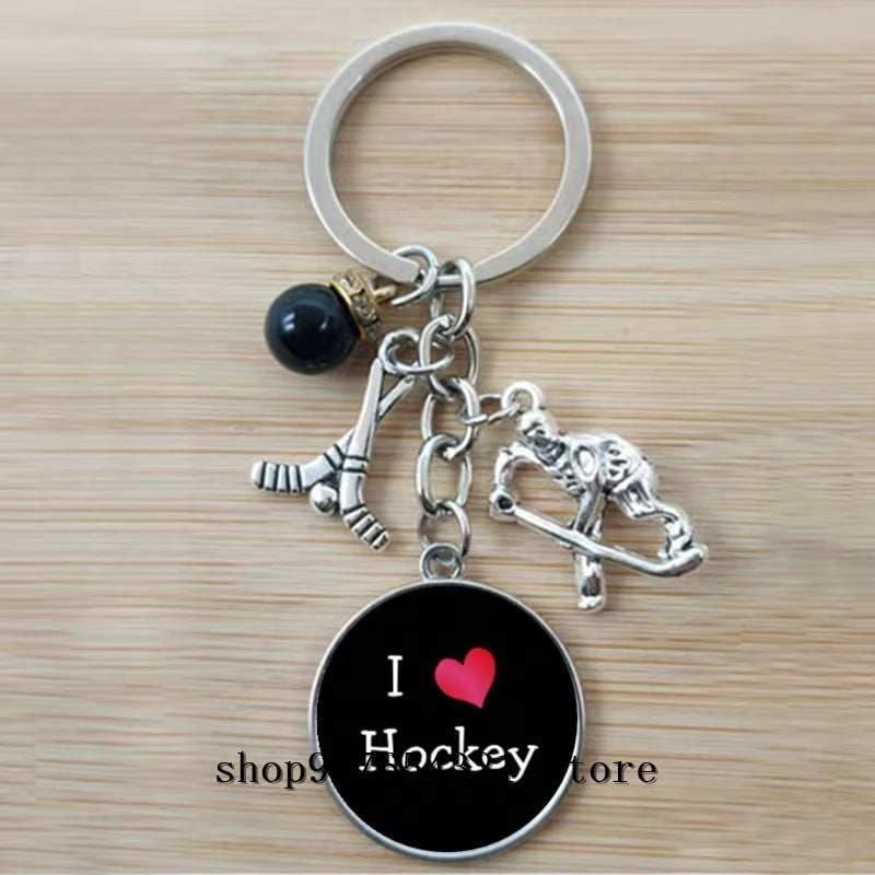 Fashion Ice Hockey Keychain Cross Hockey Stick Key Chain Elegant Leisure Sports Hockey Fans Gift