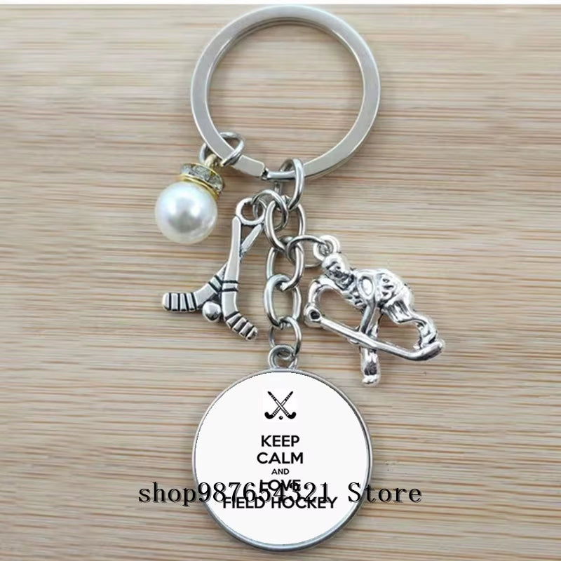 Fashion Ice Hockey Keychain Cross Hockey Stick Key Chain Elegant Leisure Sports Hockey Fans Gift