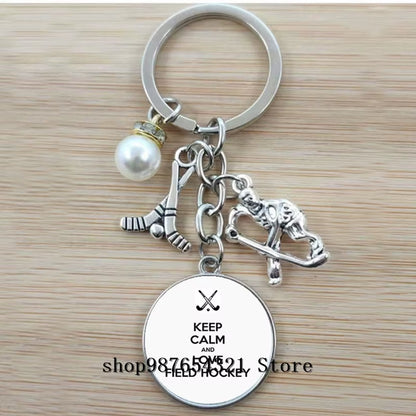 Fashion Ice Hockey Keychain Cross Hockey Stick Key Chain Elegant Leisure Sports Hockey Fans Gift