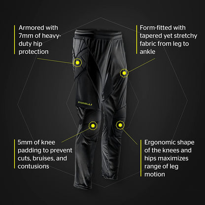 Exoshield Goalkeeper Pants, High-Impact Protection, Sweat-Wicking, Breathable Athletic Full Length Pants for Soccer & Heavy-Duty Sports, Black | Medium