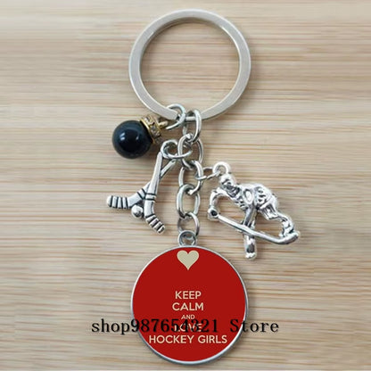 Fashion Ice Hockey Keychain Cross Hockey Stick Key Chain Elegant Leisure Sports Hockey Fans Gift
