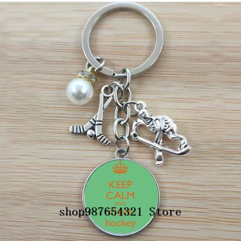 Fashion Ice Hockey Keychain Cross Hockey Stick Key Chain Elegant Leisure Sports Hockey Fans Gift