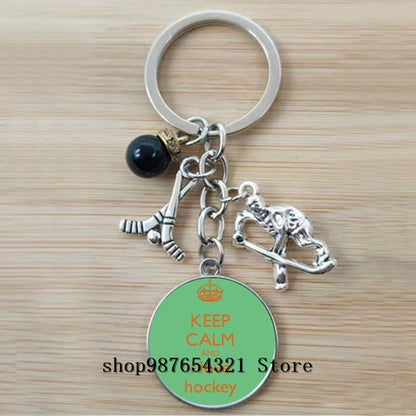 Fashion Ice Hockey Keychain Cross Hockey Stick Key Chain Elegant Leisure Sports Hockey Fans Gift