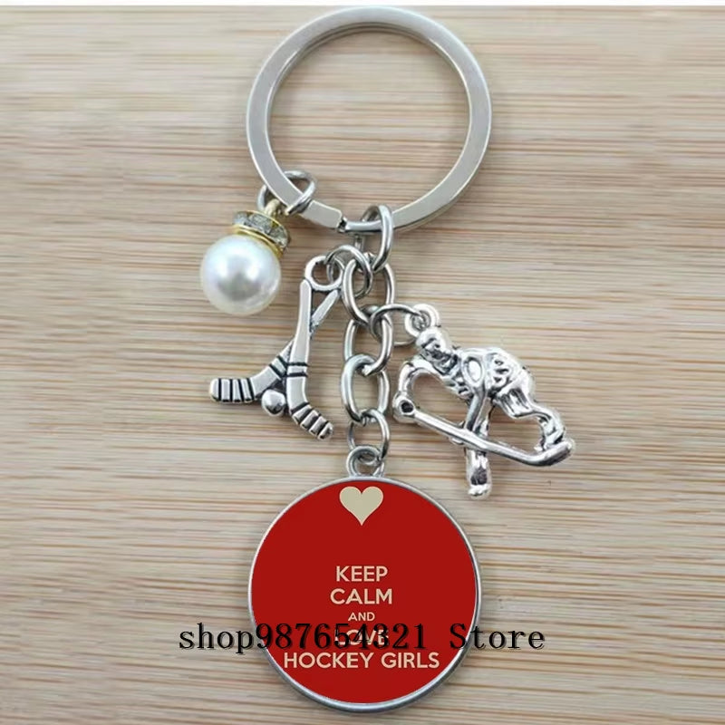 Fashion Ice Hockey Keychain Cross Hockey Stick Key Chain Elegant Leisure Sports Hockey Fans Gift