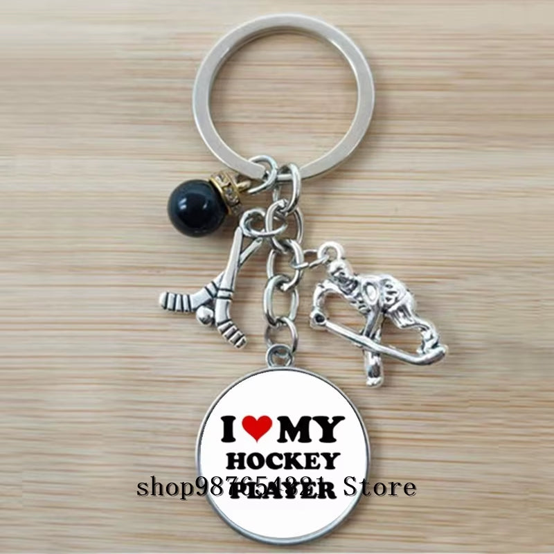 Fashion Ice Hockey Keychain Cross Hockey Stick Key Chain Elegant Leisure Sports Hockey Fans Gift
