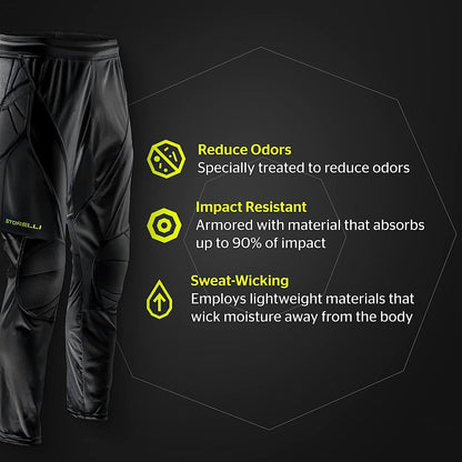 Exoshield Goalkeeper Pants, High-Impact Protection, Sweat-Wicking, Breathable Athletic Full Length Pants for Soccer & Heavy-Duty Sports, Black | Medium