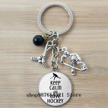 Fashion Ice Hockey Keychain Cross Hockey Stick Key Chain Elegant Leisure Sports Hockey Fans Gift