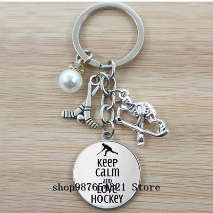 Fashion Ice Hockey Keychain Cross Hockey Stick Key Chain Elegant Leisure Sports Hockey Fans Gift