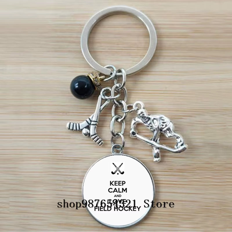 Fashion Ice Hockey Keychain Cross Hockey Stick Key Chain Elegant Leisure Sports Hockey Fans Gift